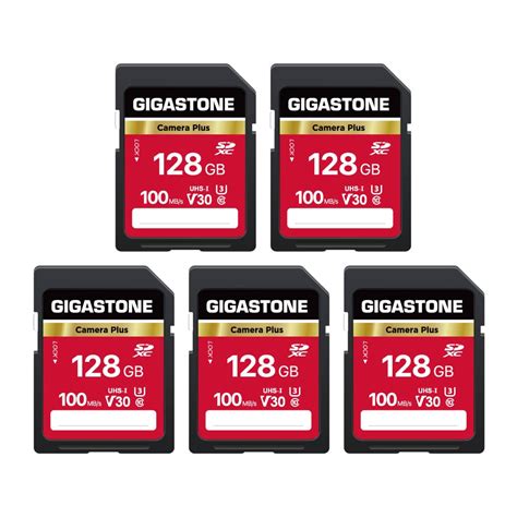 Gigastone 128GB 5-Pack SD Card, Camera Plus, V30 U3 SDXC Memory Card ...