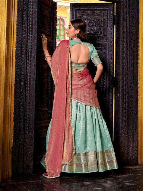 Sky Blue Color Zari Weaving Work Dupion Silk Lehenga Choli – Looknbook Art