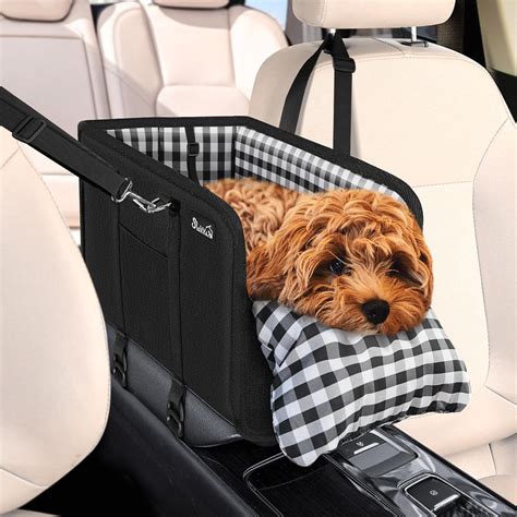 SlowTon Console Dog Car Seat, Pet Booster Seat for Car with Safety Belt and Soft Cushions, Anti ...