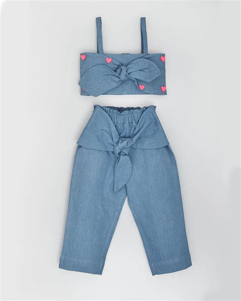 La dee da Blue Top & Pants-Embellished-Denim-For Infants-Extra 5% Off ...