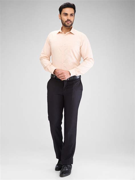 Park Avenue Orange Checks Slim Fit Cotton Blend Formal Shirt – MyRaymond
