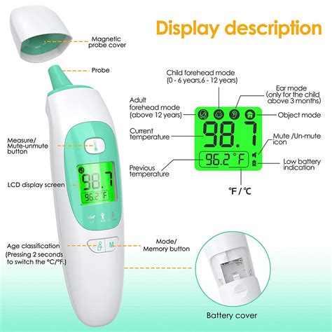 Infrared Forehead Thermometer for Adults Kids Babies - Non-Contact Medical Temperature Gun - 3 ...