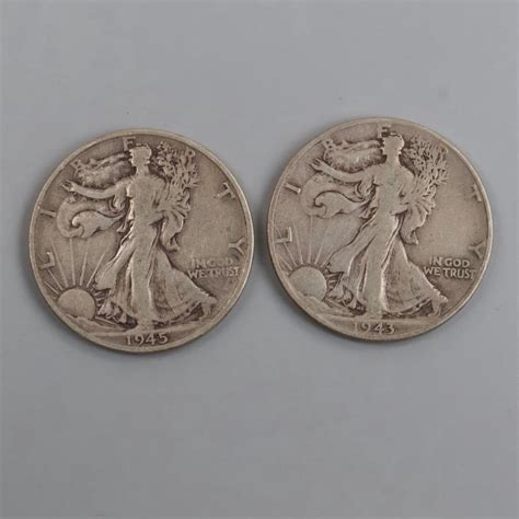 2 US Silver Walking Liberty Half Dollars | Property Room