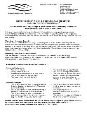 Fillable Online redesign lewes gov Housing Benefit andor Council Tax ...