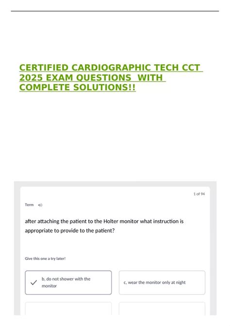 CERTIFIED CARDIOGRAPHIC TECH CCT 2025 EXAM QUESTIONS WITH COMPLETE ...