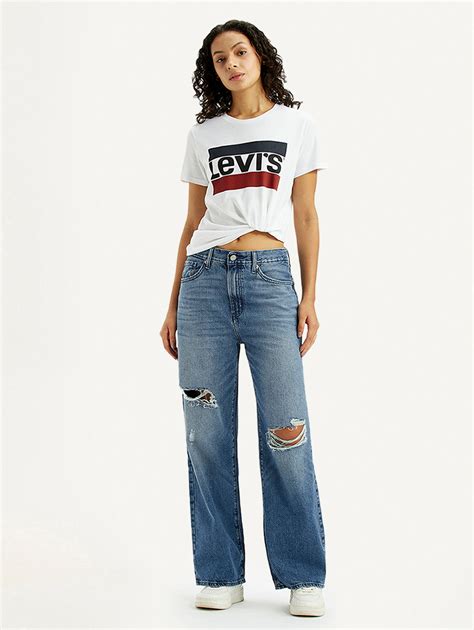 Women's Blue Wide Leg Fit High Rise Jeans – Levis India Store