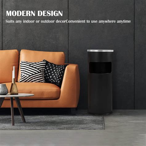 Buy POWLAB Trash Can Outdoor Waste Container Round Stainless Steel ...