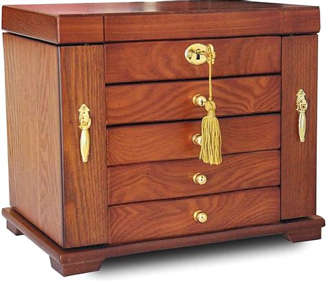 Buy Large Wooden Jewelry Box for women Jewel Case Cabinet Armoire Ring ...