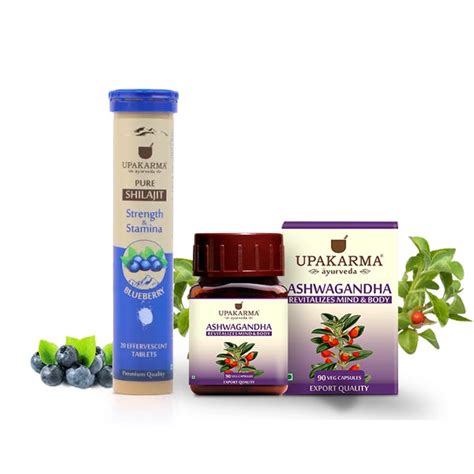 Combo - Shilajit Blueberry Effervescent & Ashwagandha Capsules ...