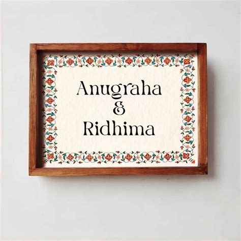 Veli - Handcrafted Framed Nameplate - Red Border – Housenama