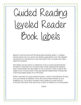 Guided Reading/Leveled Reading Book Labels by Colleen Muzia | TPT