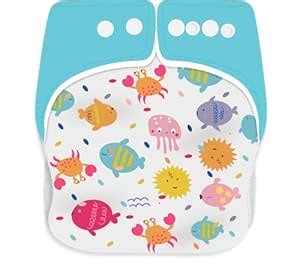 Buy AmBaby Newborn Cotton Cloth Diapers Blue Fish Design Night Use 2 ...