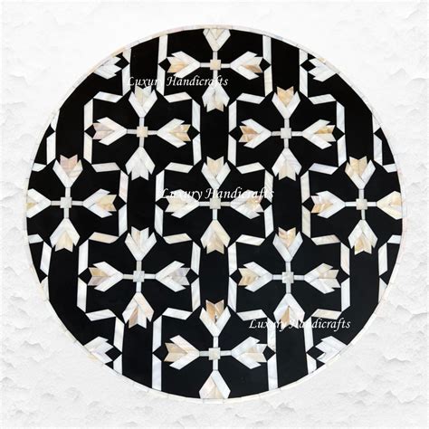MOP Inlay Lotus Accent Table Black – Luxury Handicrafts