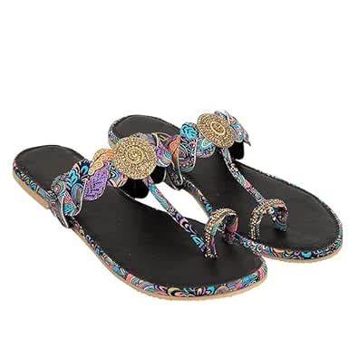 Buy Women's Traditional Slip-On TPR Sole Kolhapuri Flat Slipper/Chappal ...