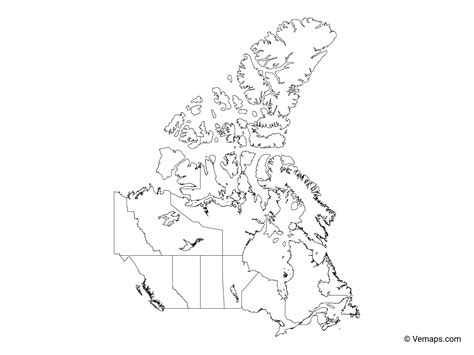 Outline Map of Canada with Provinces and Territories | Free Vector Maps