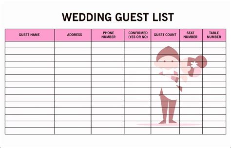 Wedding Guest List Template - Best Templates Resources