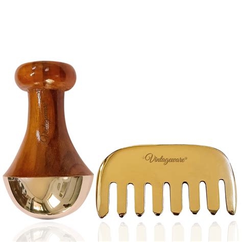 Kansa Wand and Comb Set | Ayurvedic Face & Hair Tool – Vintageware
