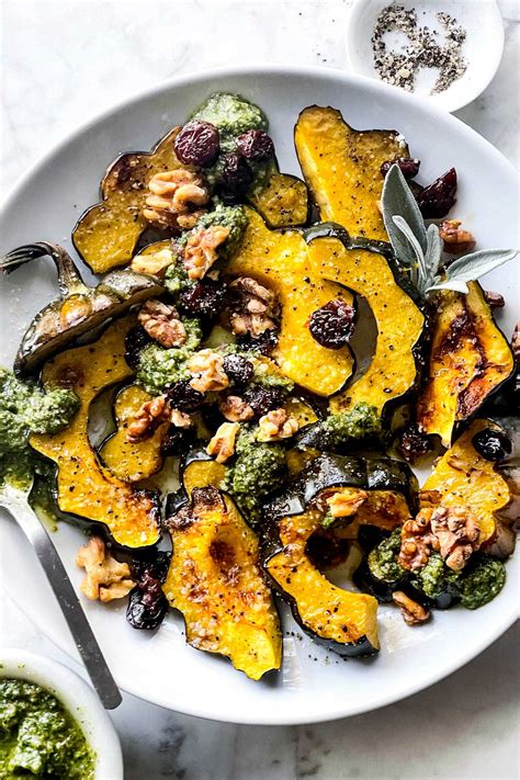 Roasted Acorn Squash with Kale Pesto | foodiecrush.com