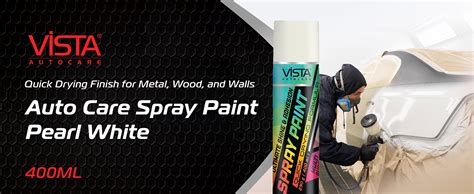 Vista Auto Care Spray Paint Pearl White 400 ml (290 g)| Quick Drying ...