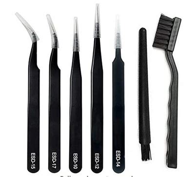 7 Pcs ESD Anti-Static Tool Tweezers Set, Made of Stainless Steel with ...