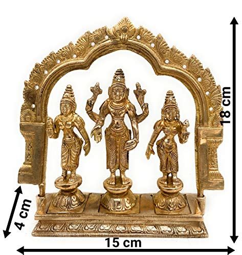 Buy Bhunes Brass Vishnu Idol | Lord Vishnu with Sridevi and Bhudevi ...