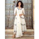 White Pink Embroidered Cotton Suit - Set of 3