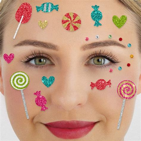 Glitter Face Tattoo – Candy Party | Buntes Gesichtstattoo für Kinder ...