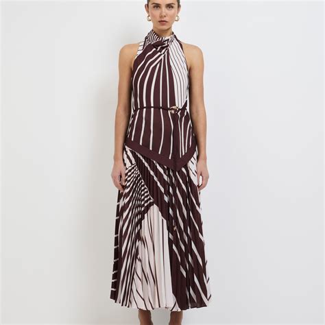 Montmartre Stripe Maxi Dress Print | Pleated Maxi | SHEIKE