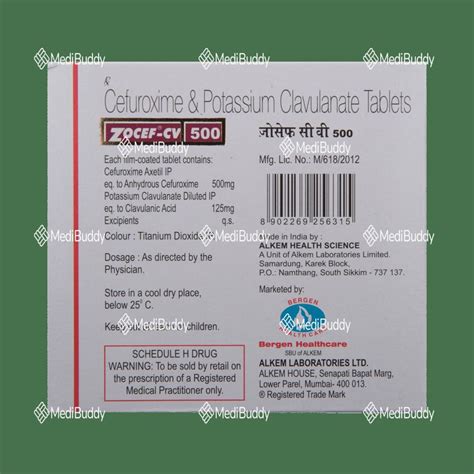 Zocef-CV 500 Tablet: Price, Uses, Side Effects & How to Use - MediBuddy