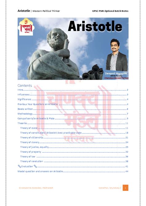 Aristotle's Political Theories and Methodology: Insights for PSIR ...