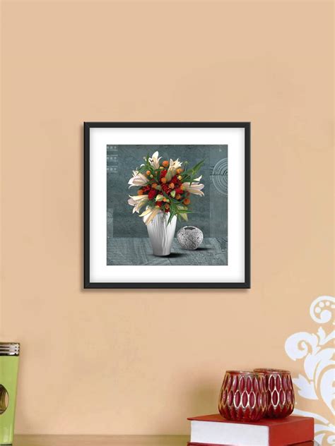 999STORE Flowers Pot Poster (Canvas_35X35 cms_Grey Poster007) : Amazon ...
