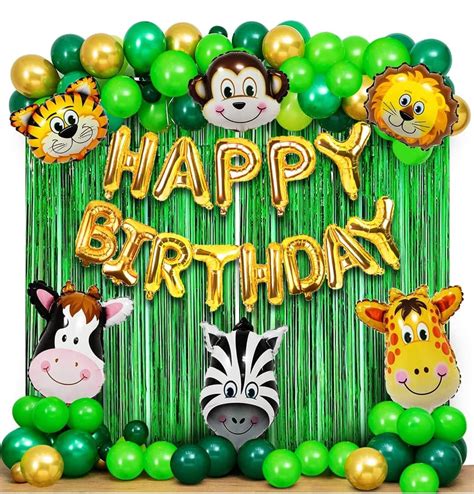 MOOKE Jungle Theme Birthday Decoration Kit - 40 Pcs Combo Balloon ...