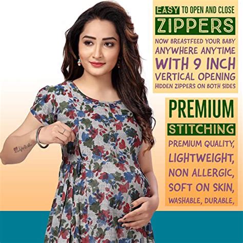 Buy CEE 18 Women's Cotton Rayon A-Line Maternity Feeding Kurti with ...