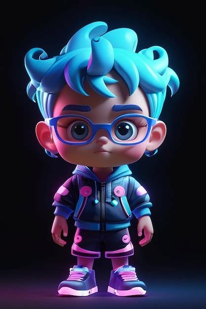 Character neon kid 3d | Premium AI-generated image