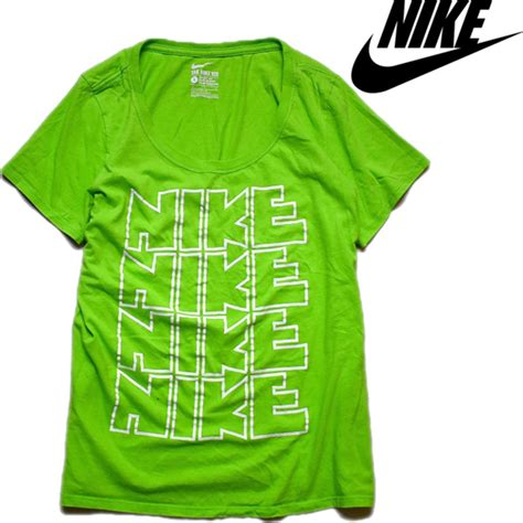 1点物 ナイキNIKE黄緑4連ロゴプリントTシャツUSA古着LレディースメンズOKアメカジ90sストリート/スポーツMixビッグロゴ中古レトロ ...