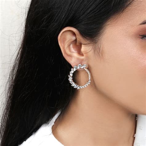 Shop Online Joker & Witch Rhinestone Silver Stud Earrings for Women