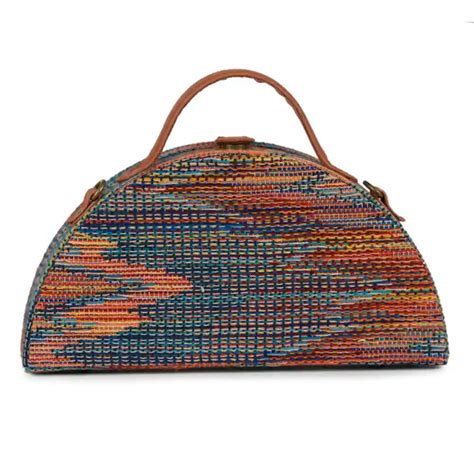 Multicolor handcrafted women semi circle crossbody clutch bag