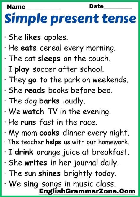 Image result for Simple Present Tense Examples