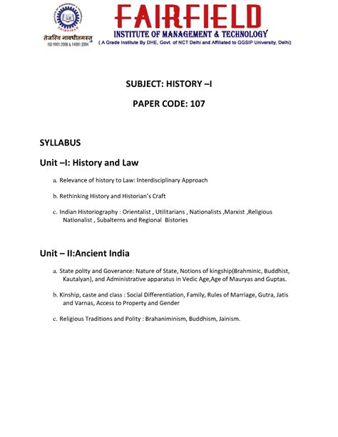 History UNIT1-1 - Lecture notes 1-40 - SUBJECT: HISTORY PAPER CODE: 107 ...