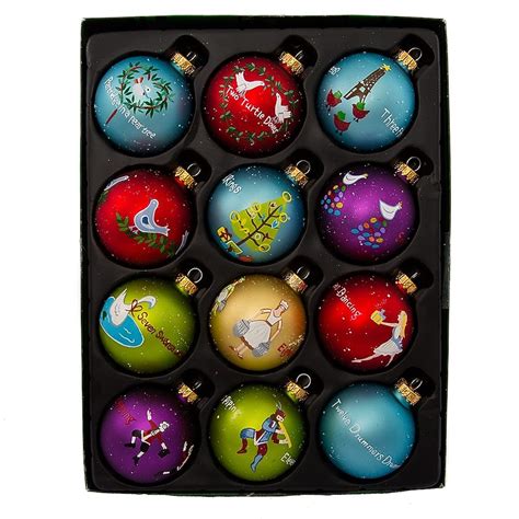 Kurt S. Adler 65MM Glass 12 Days Of Christmas Ball Ornaments 12-Piece ...