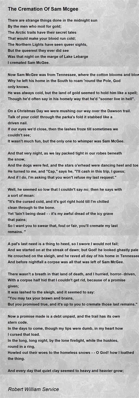 The Cremation Of Sam Mcgee Poem by Robert William Service - Poem Hunter