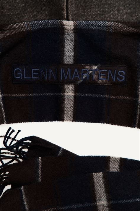 Hooded wool scarf - Dark blue/Checked - Men | H&M IN