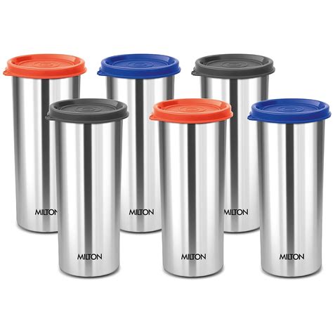 Buy MILTON Stainless Steel Tumbler with Lid Set of 6, 530 ml Each ...