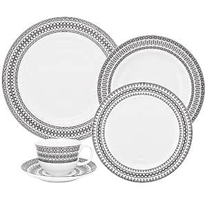 Oxford Flamingo Sense 30 Piece Porcelain Dinnerware Set, White : Amazon ...