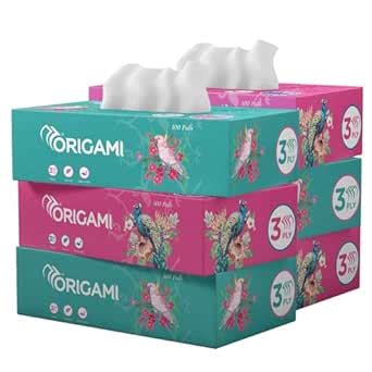 Origami 3 Ply Premium Facial Tissue Box | Car Tissue - Pack of 6 (100 ...