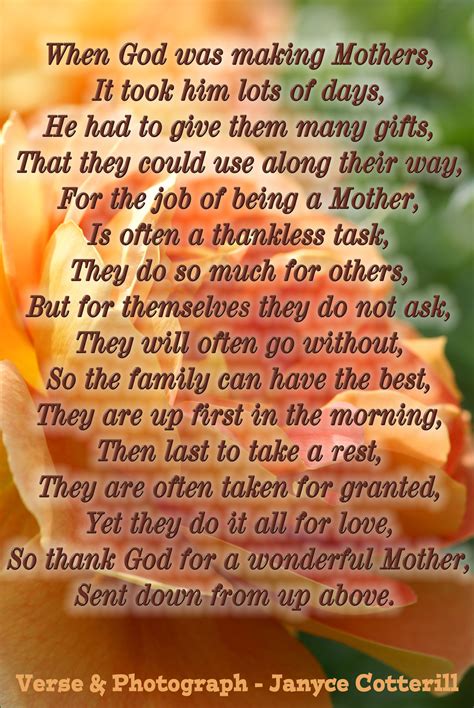 This is my own card verse for a Mother - feel free to use this verse in ...