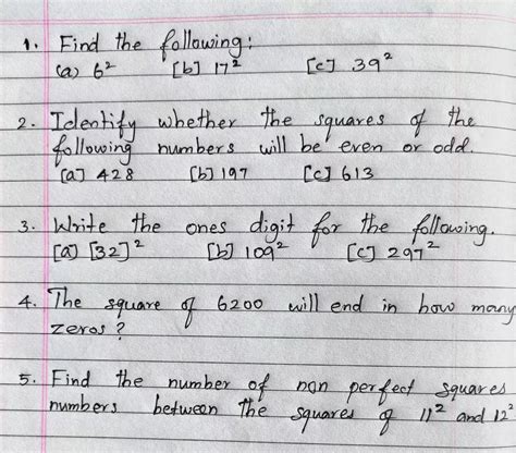 5.) find the number of non perfect square numbers between the square of ...