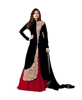 Buy HG Creations Women's Georgette Unstitched Salwar Suit (Om-047_Black ...