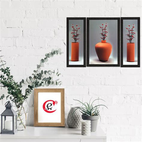 Set Of 3 Flowers and Vase Satin Matt Texture UV Art Painting ...