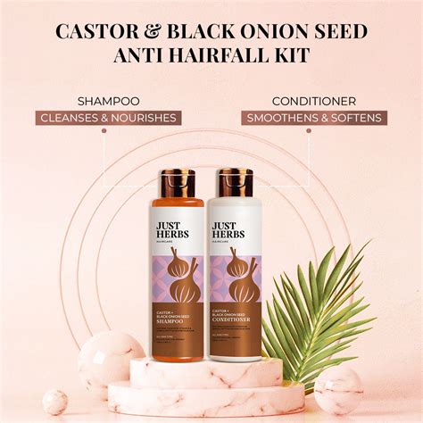 Just Herbs Castor & Black Onion Seed Anti Hair Fall Kit Online | Just Herbs